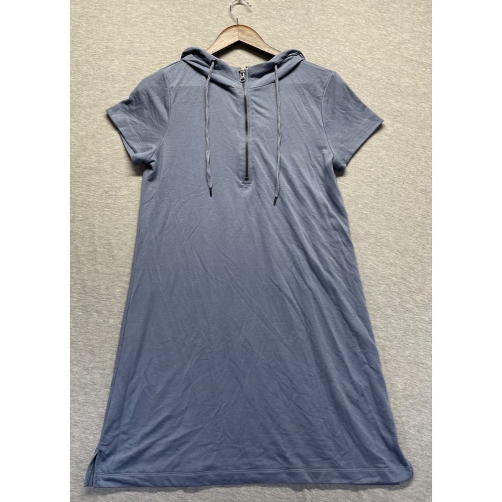 Cable & Gauge T Shirt Hooded Dress Womens Large Slate Blue Stretch Half Zip